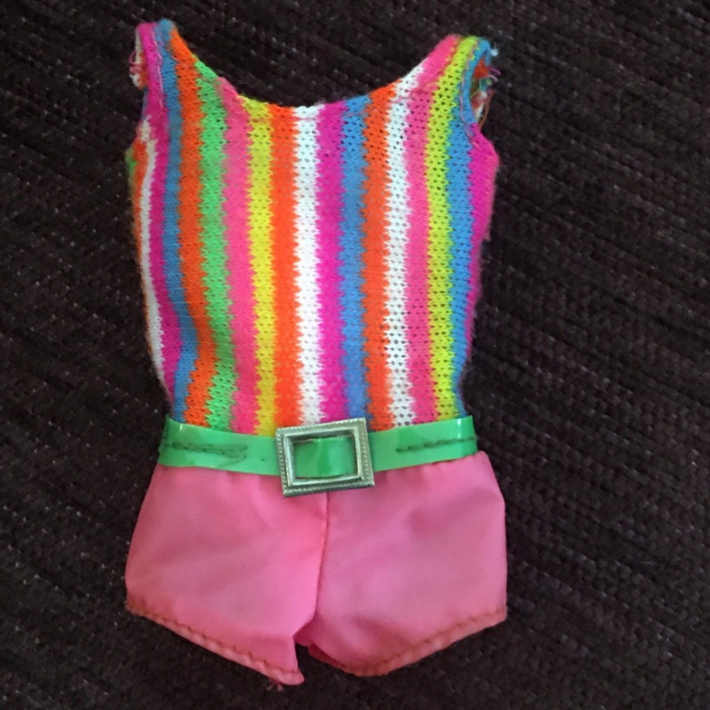 Vintage Barbie Francie Doll TNT Swimsuit #1170 Twist N' Turn 1965  green belt